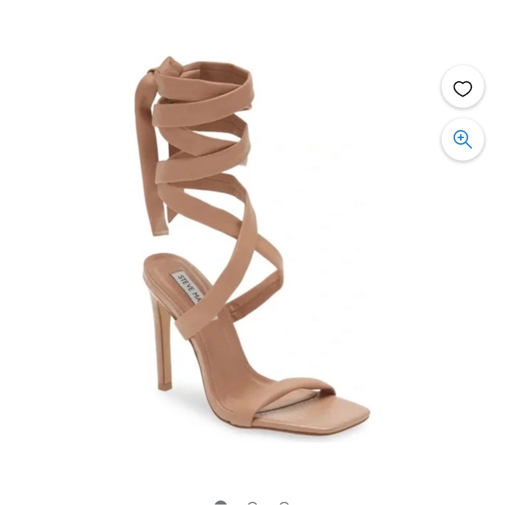 STEVE MADDEN Womens Beige Crocodile Strappy Square Toe Stiletto Lace-Up Sandals